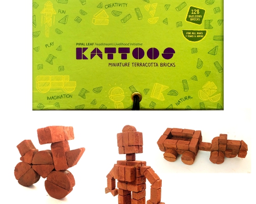 Kattoos Miniature Terracotta Bricks - Green Gift Box